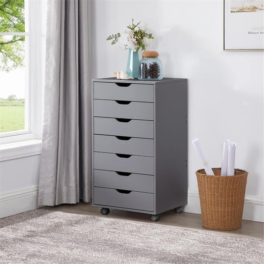 Naomi Home Office Wooden File Cabinets for Home Office Lateral Mobile File Cabinet Mobile Storage Cabinet Filing Storage Drawer Gray/7 Drawer