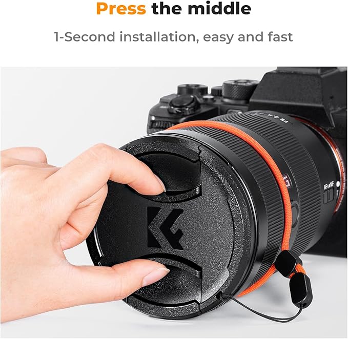 K&F Concept 52mm Lens Cap, 9-in-1 Center Pinch Lens Cover + Anti-Loss Keeper - Image 4