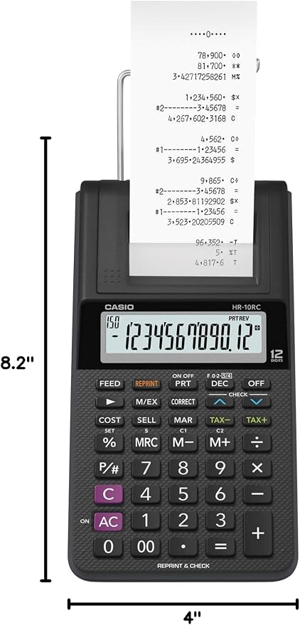 Casio HR-10RC Mini Desktop Printing Calculator | Portable | 12-Digit Display | - Image 6