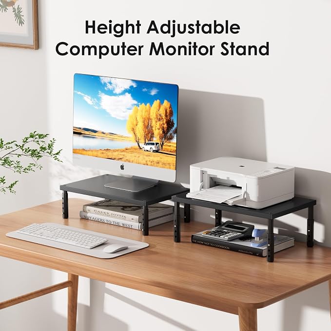 ECOLOVI Wood Laptop Stand for Desk, 4-Height Adjustable Computer Monitor Stand - Image 4