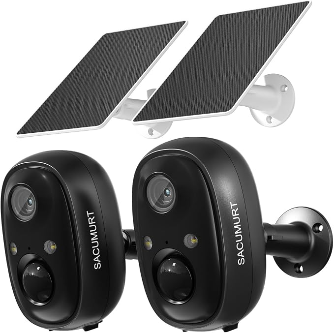 Solar Security Cameras Wireless Outdoor, Free Cloud Storage, 2.4G WiFi Camera by SACUMURT