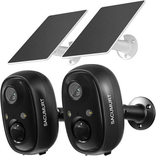 Solar Security Cameras Wireless Outdoor, Free Cloud Storage, 2.4G WiFi Camera by SACUMURT