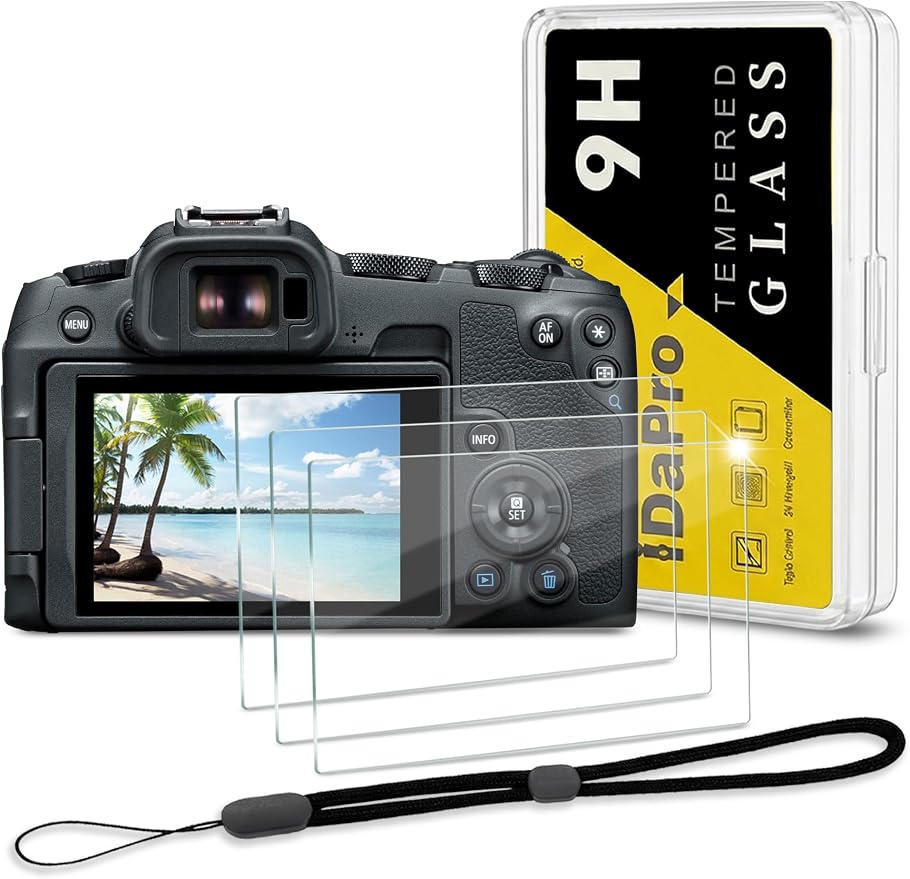 iDaPro Screen Protector for Canon EOS R8 + Hand Lanyard Tempered Glass Easy by ScreenProtectorExpert