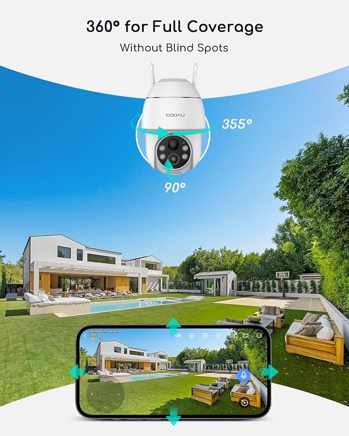 COOAU 4MP Solar Security Cameras Wireless Outdoor, 64GB Local Storage Outdoor - Image 4
