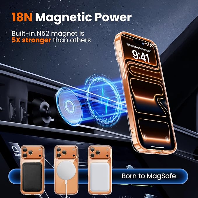 toushion 3 in 1 for iPhone 17 Pro Case Clear, Fits MagSafe, Not Yellowing - Image 4