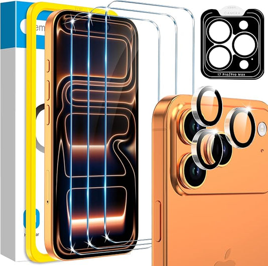 Fotbor Compatible with 3 Pack iPhone 17 Pro Screen Protector with 1 Set Camera by Fotbor