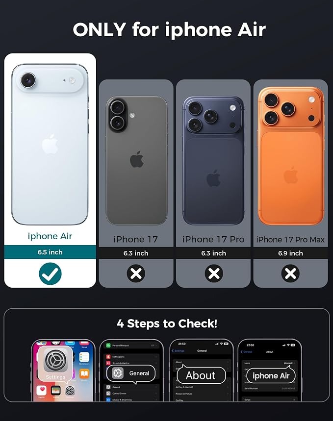 Goton for iPhone Air Case with Privacy Tempered Glass Screen Protector & Camera - Image 2