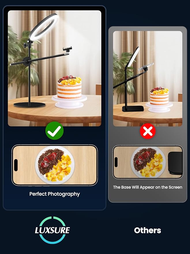 Selfie Ring Light with Stand and Phone Holder, Overhead Phone Mount with 10.5" - Image 6
