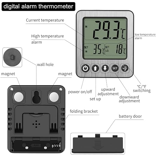 2 pcs Refrigerator Thermometer Freezer Alarm Digital Freezer Thermometer Fridge - Image 3