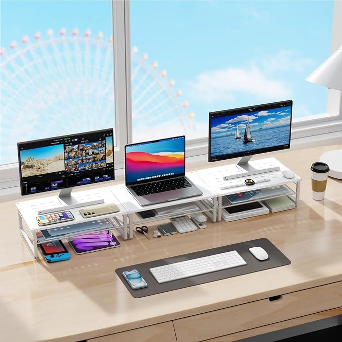 gianotter 2-Tier Metal Monitor Stand Riser, Desk Accessories & Workspace Desk - Image 6