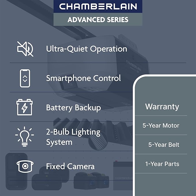 Chamberlain Garage Door Opener 3/4 HP Belt Drive myQ Garage Door Opener - Image 2