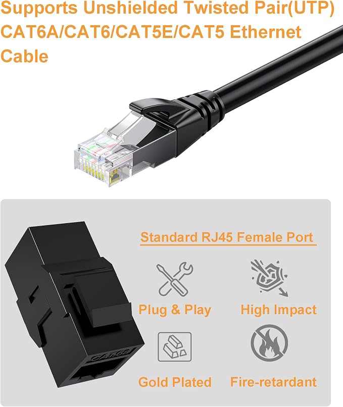 20 Pack CAT6A RJ45 Keystone Couplers, Ethernet Keystone Jack Female to Female - Image 4