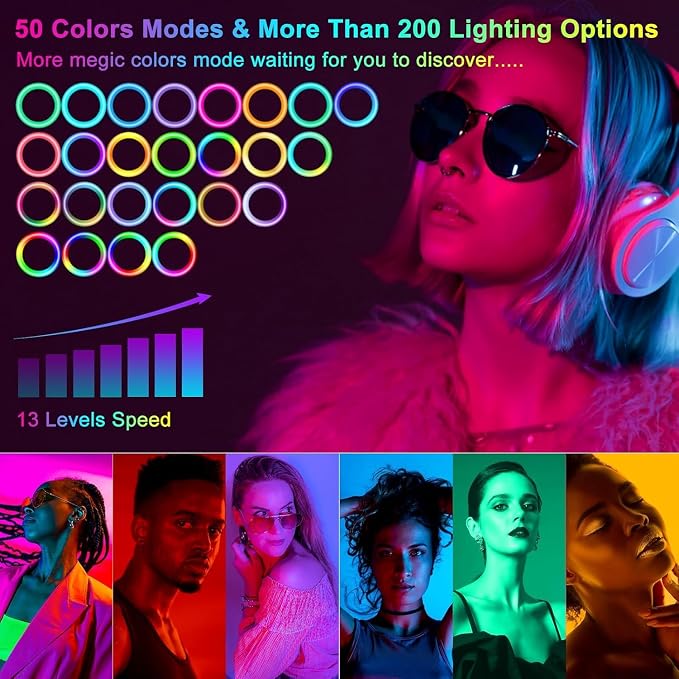 13" Selfie Ring Light with Stand 76" Tall & Phone Holders, Sunset Lamp - Image 3