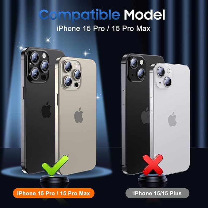 UniqueMe for 3 Pack iPhone 15 Pro/iPhone 15 Pro Max Camera Lens Protector - Image 7