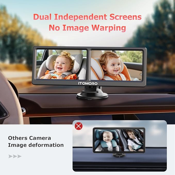 Itomoro Baby Car Camera for 2 Kids, 7 Inch HD 1080P Split Screen Dual Car - Image 2