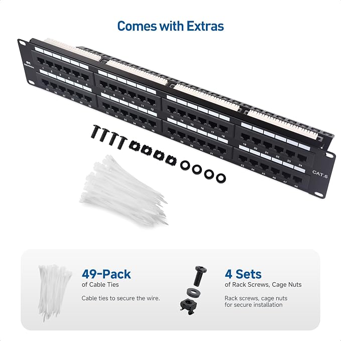 Cable Matters 48 Port Patch Panel Rackmount or Wall Mount 19-Inch - Image 7