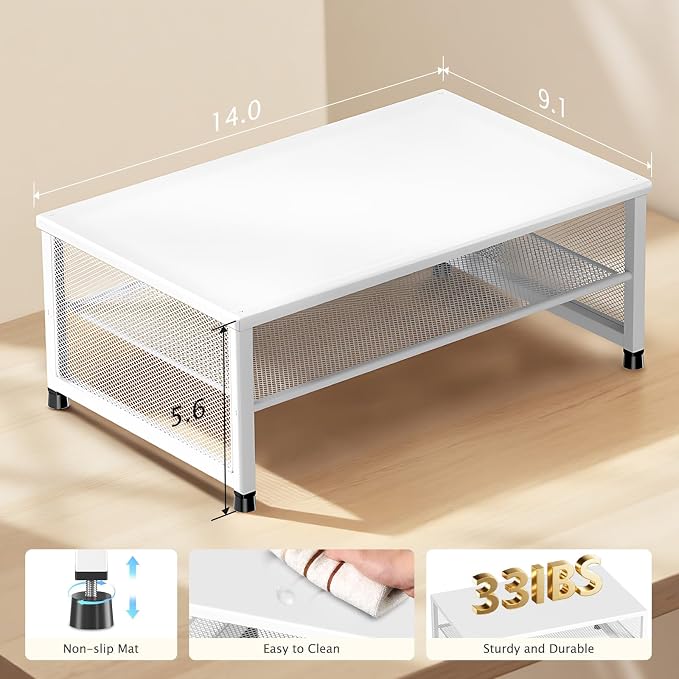 ECOLOVI 2-Tier Computer Monitor Stand Riser, Desk Organizer - Image 3