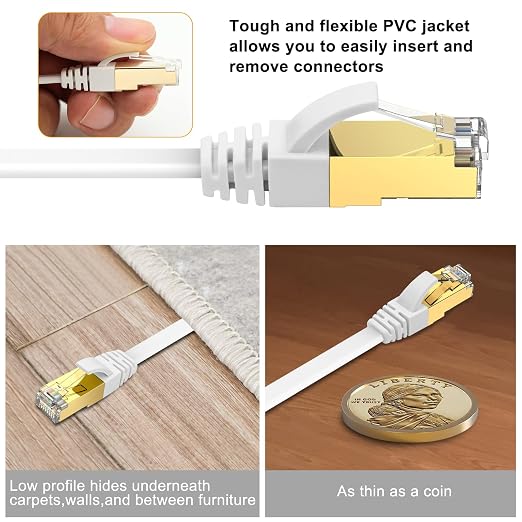 Ercielook Ethernet Cable 50 ft, CAT8 Standard High Speed Shielded Flat Internet - Image 4