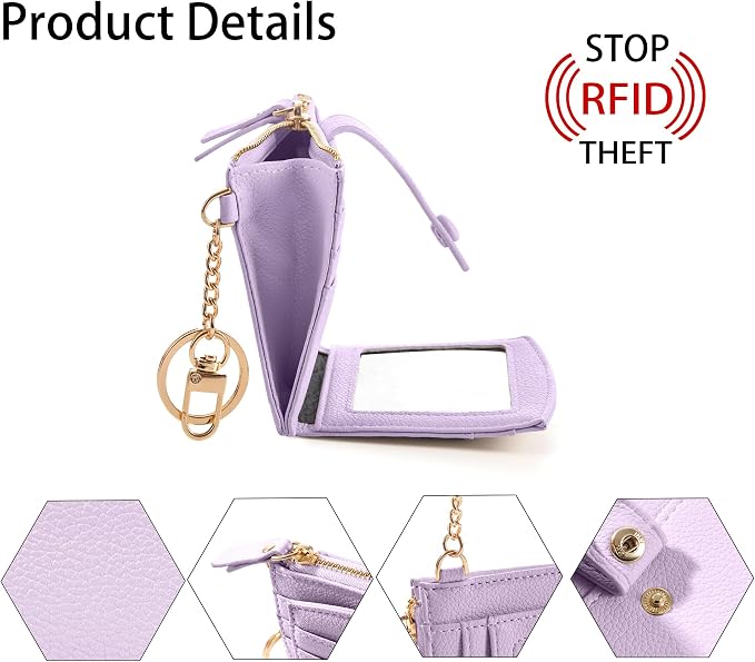 Keychain Wallet Wristlet Small Credit Card Holder Bracelet Key Chain Purse - Image 4