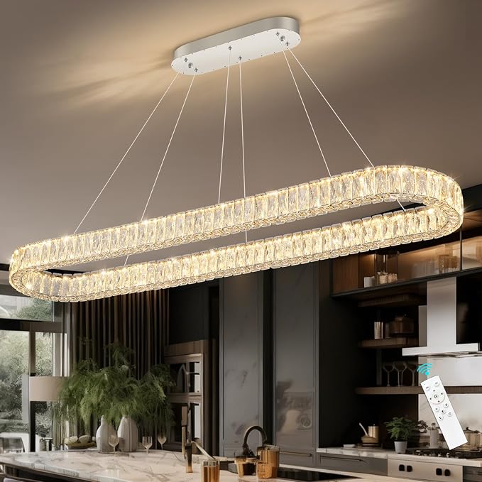 HAIXIANG Crystal 59 Inch Long Chandelier Modern Dimmable LED Chandeliers - Image 7