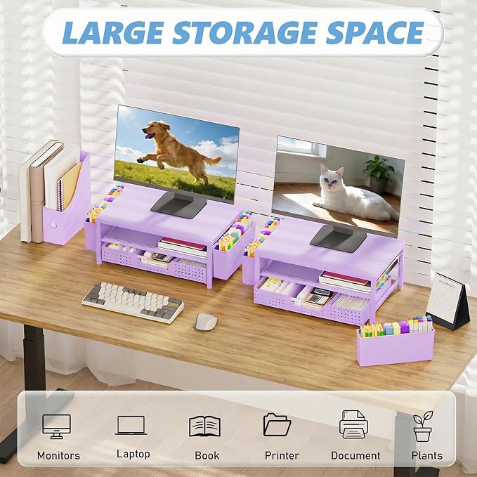 OPNICE Desk Organizers and Accessories, 2-Tier Computer Monitor Stand Riser - Image 7