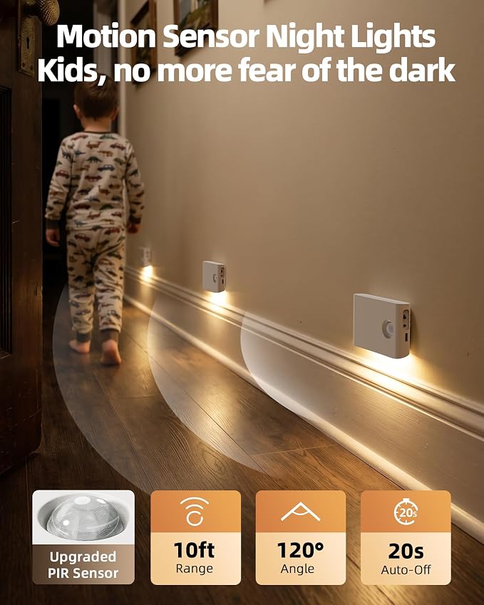EZVALO Motion Sensor Night Lights, Rechargeable 1500mAh LED Stair Lights - Image 4