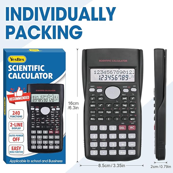 24 Pack Scientific Calculators Bulk, 2-Line Large Screen Display 240 Functions - Image 5