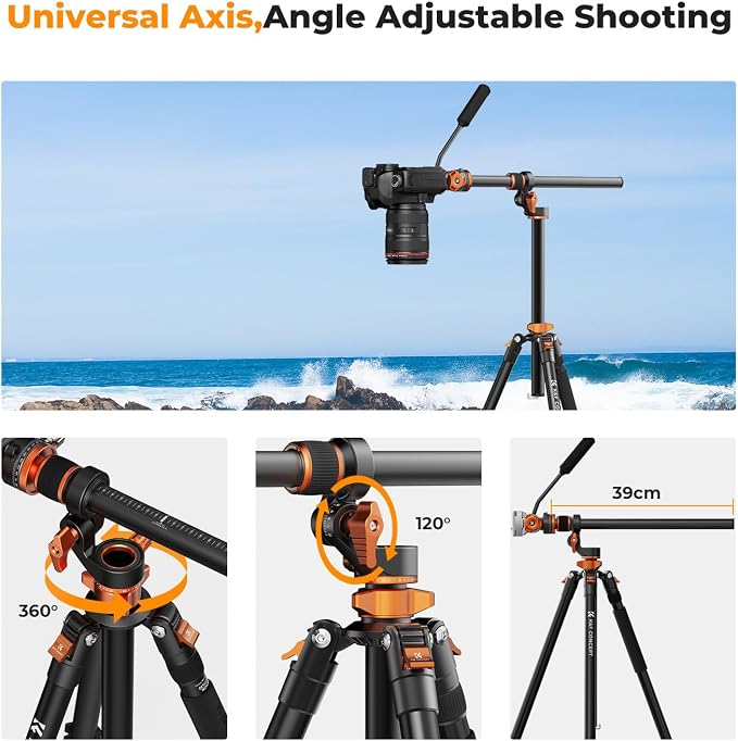 K&F CONCEPT 90''/230cm Overhead Camera Tripod, Horizontal Shooting Video Tripods - Image 5