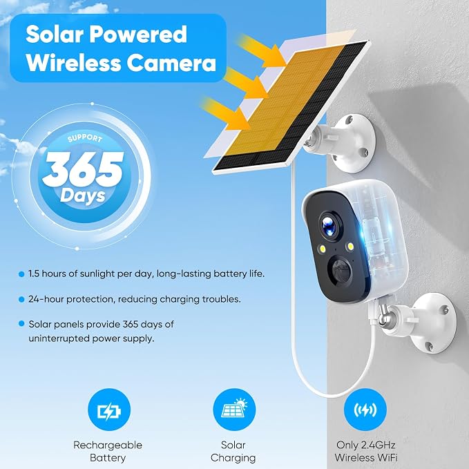 Solar Security Cameras Wireless Outdoor, 2K Solar Camera Wireless - Image 2