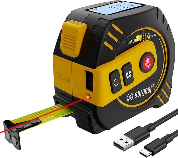 2-in-1 Laser Tape Measure 262ft Rechargeable Digital Tape Measure by SGSURGOAL