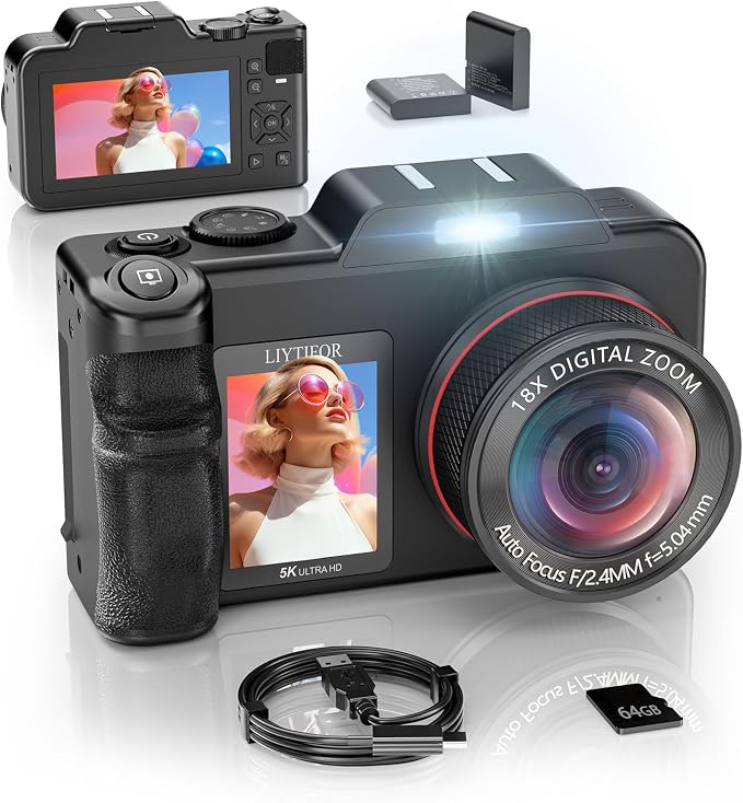 5K-Digital-Cameras for Photography: 2026 Upgrade 80MP 3.5"+2" Dual Screen for by LIYTIFOR