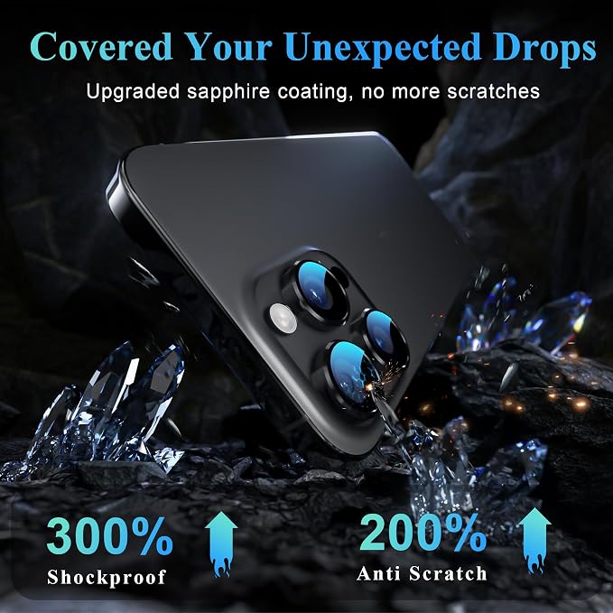 YWXTW Camera Lens Protector for iPhone 16 Pro/iPhone 16 Pro Max, Tempered Glass - Image 3
