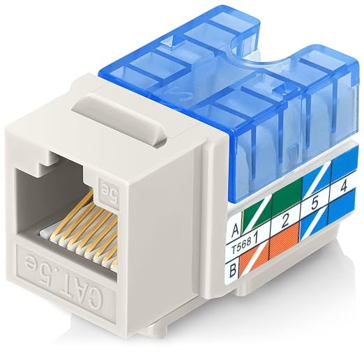 Everest 90° Angled RJ45 Cat5e Keystone Jacks 10-Pack in Light Almond by EverestMediaSolutions