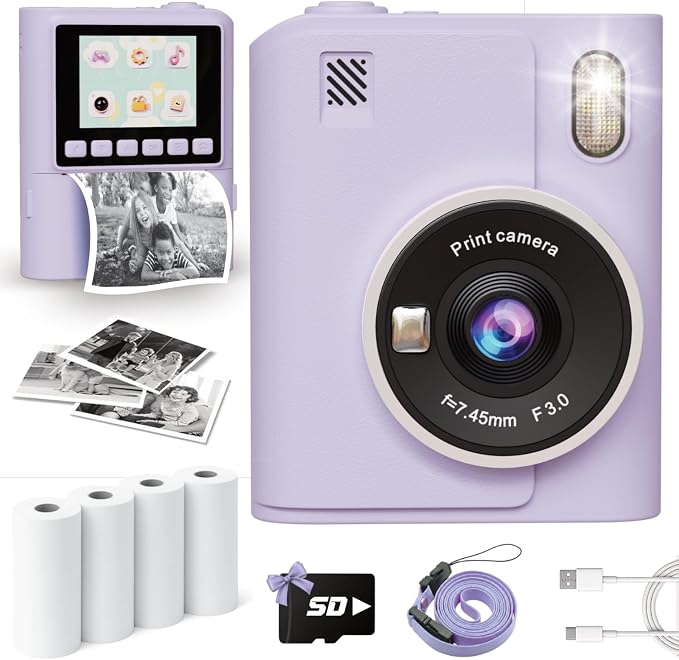 Instant Print Camera for Kids, Christmas Birthday Gifts for 4 5 6 7 8 9 10 Year by ANBURI