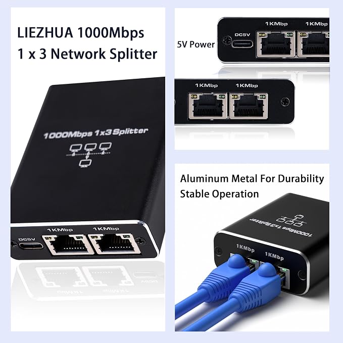 LIEZHUA Upgrade Ethernet Splitter 1 to 3 High Speed 1000Mbps, LAN - Image 4