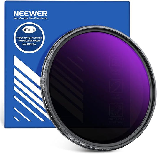 NEEWER 67mm Variable ND Filter, True Color & Hard Stop, 3-11 Stops Adjustable by Neewer