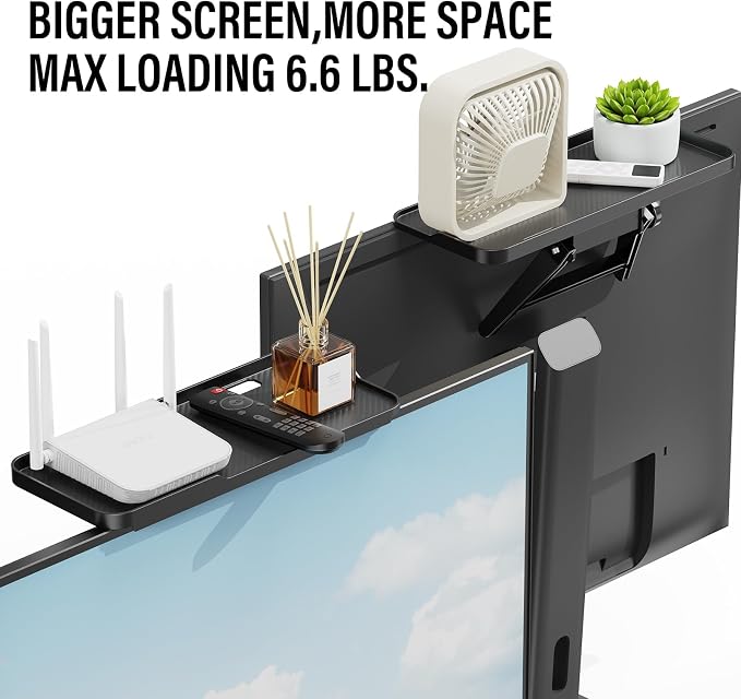 CABTE Adjustable Steel TV Top Shelf, Floating TV Stand, Universal Monitor Shelf - Image 3