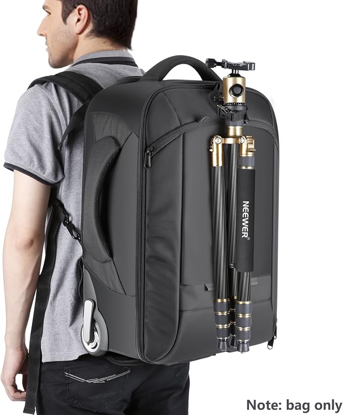 Neewer 2-in-1 Rolling Camera Bag Backpack Suitcase Style Convertible - Image 4