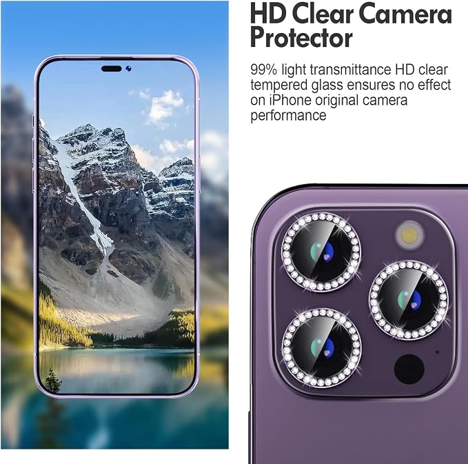 for iPhone 14 Pro/14 Pro Max Camera Lens Protector Bling, 9H Hardness - Image 4