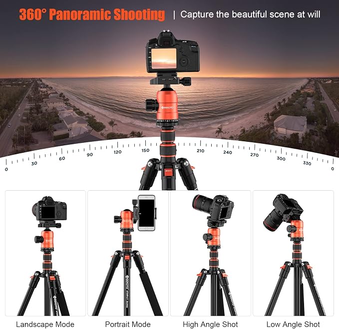 GEEKOTO 77'' Aluminum Camera Stand & Monopod, Foldable Travel Gear - Image 3