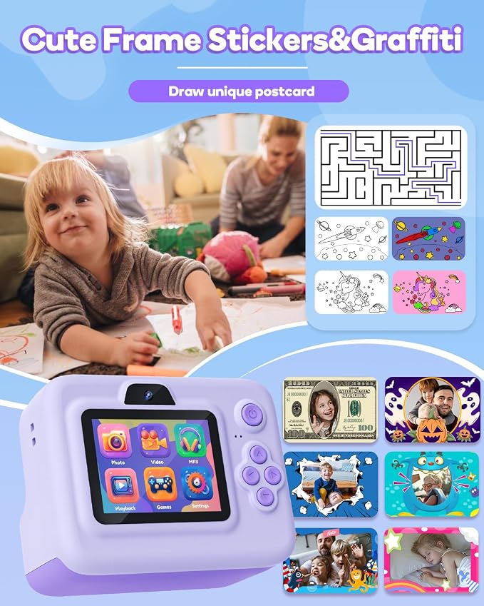 Instant Print Camera for Kids, 2.4 Inch Screen Kids Instant Cameras, Christmas - Image 3