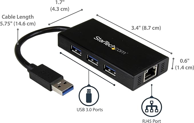 StarTech.com USB 3.0 Hub with Gigabit Ethernet Adapter - Image 6