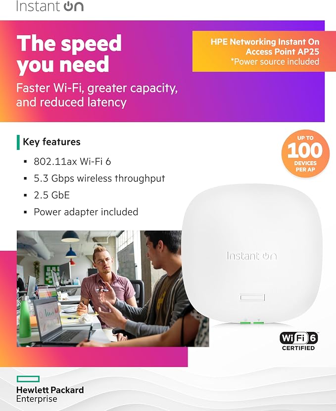 HPE Networking Instant On Access Point AP25 4x4 WiFi 6 Indoor Wireless Access - Image 3