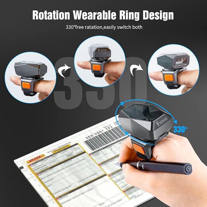 Eyoyo 2D Bluetooth Ring Barcode Scanner, Wearable Wrist Finger Wireless Scanner - Image 6