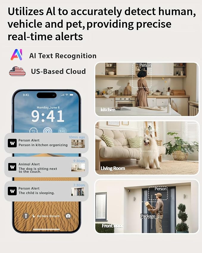 2K Cameras for Home Security, 2.4/5GHz Wi-Fi 6 Indoor Camera for - Image 4