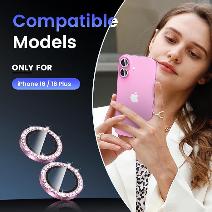 Tensea for iPhone 16 / iPhone 16 Plus Camera Lens Protector, 9H Tempered Glass - Image 2