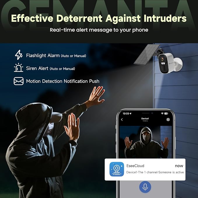 2.5K 4MP Security Camera Wireless Outdoor, Solar Powered WiFi Cameras - Image 7
