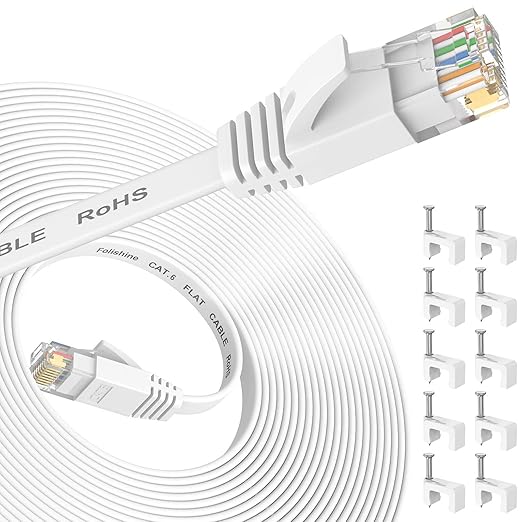 Folishine Cat6 Ethernet Cable 20 ft, Flat Design High Speed by Folishine
