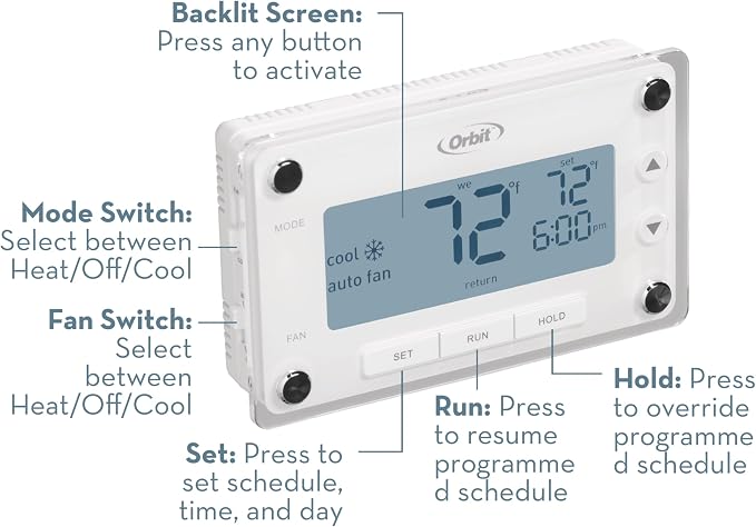 Orbit 83521 Clear Comfort Programmable Thermostat - Image 2