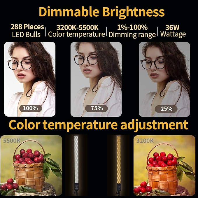 36w 3200K-5500K Dimmable LED Photography Light Adjustable Photography Studio - Image 2